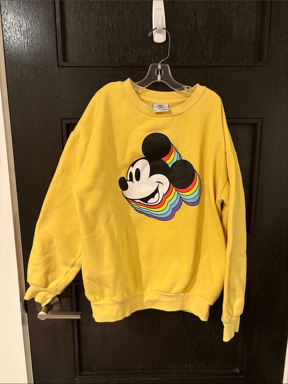 Mickey & Co Disney Yellow Rainbow Graphic Crewneck Sweatshirt Small